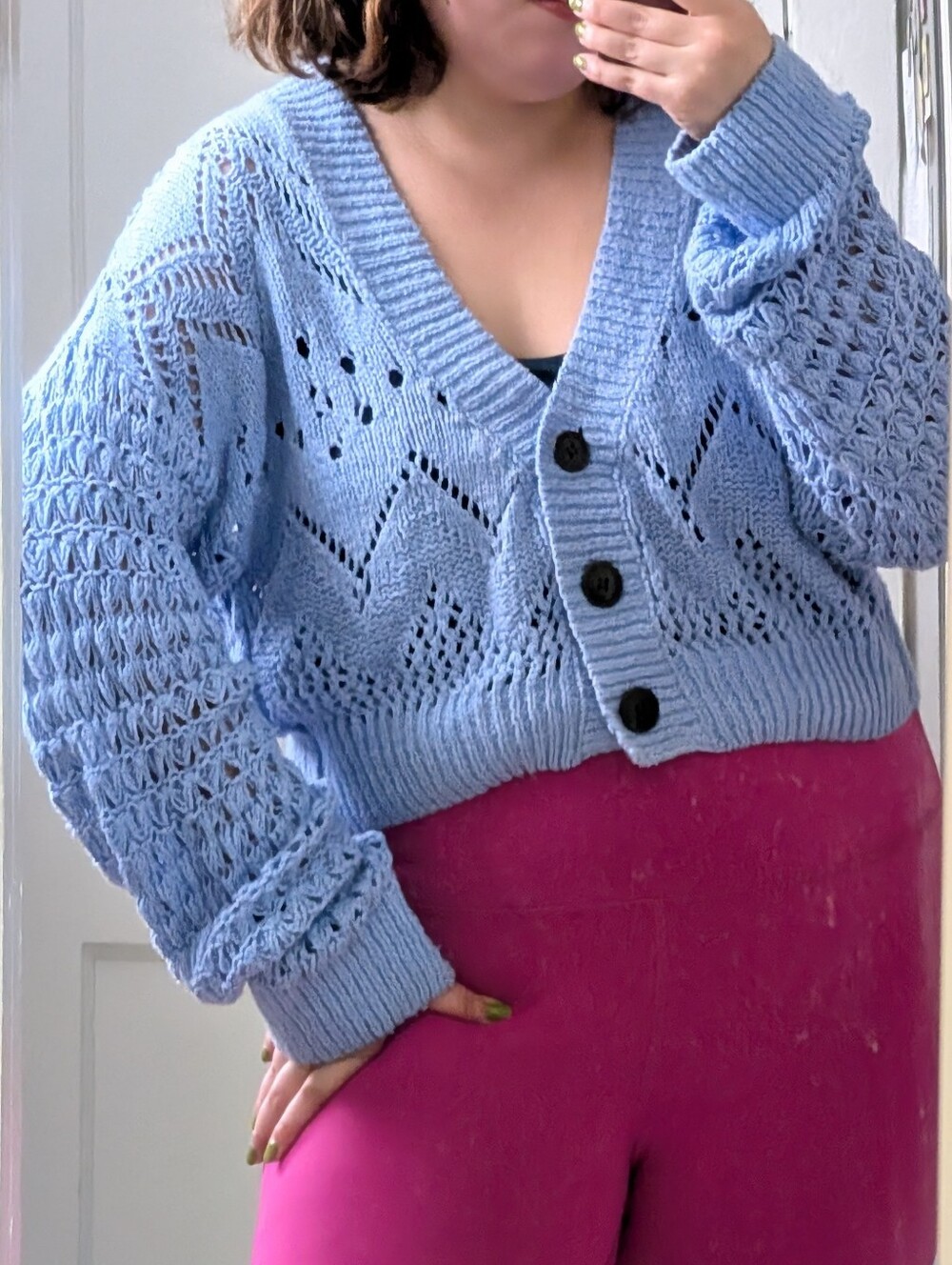 Free People Chloe Blue Cardigan Sweater Size M